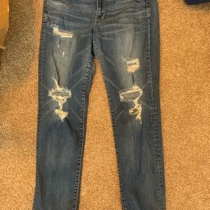 American Eagle Outfitters Ripped Blue Skinny Jeans